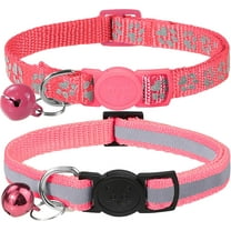 Reflective Cat Collars Breakaway with Bell, 2 Pack Girl Boy Pet Kitten Collar Adjustable 6-8 Inch, Pink