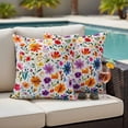 thumbnail image 2 of 2 Pack Outdoor Waterproof Throw Pillow Covers,Watercolor Colorful Flower Decorative Square Pillow Case Patio Pillowcases for Chair Couch Sofa 16x16in, 2 of 9