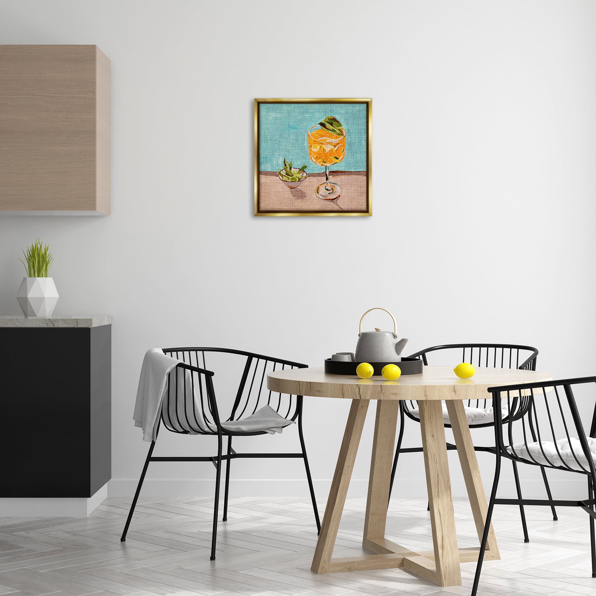 Stupell Industries Orange Cocktails Still Life Food & Beverage Painting Gold Floater Framed Canvas Art Print Wall Art, 18 x 18