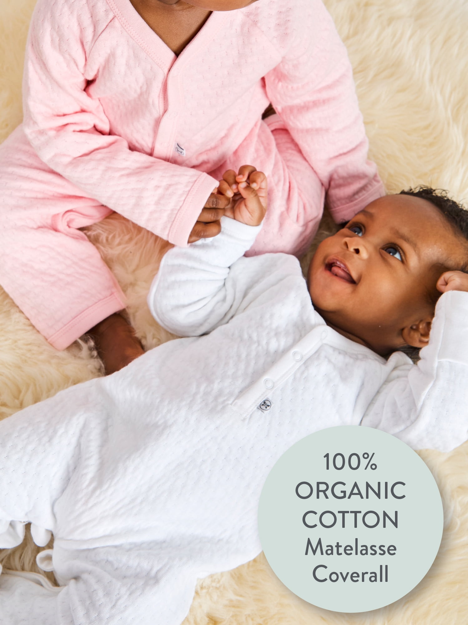 Honest Baby Clothing Baby Boy or Girl Gender Neutral Organic Cotton Center Front Snap Matelasse Coverall (Preemie-12 Months)