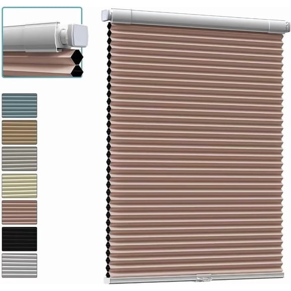 Myshade No Drill Blackout Shades Tension Cordless Cellular Blinds for Indoor Windows No Tools Window Blinds & Shades