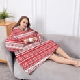 thumbnail image 5 of Oversized Wearable Blanket Hoodie,Red Christmas Geometric Snowflake Pattern Sherpa Blanket Hoodie with Super Pockets,Super Warm Fuzzy Pullover for Women & Men, 5 of 6