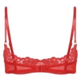 thumbnail image 4 of Lencería de mujer, encaje Floral transparente con aros, Push Up, sujetador de copa 1/4, ropa interior, correa ajustable, sin forro, pecho abierto, sujetador expuesto, 4 of 5