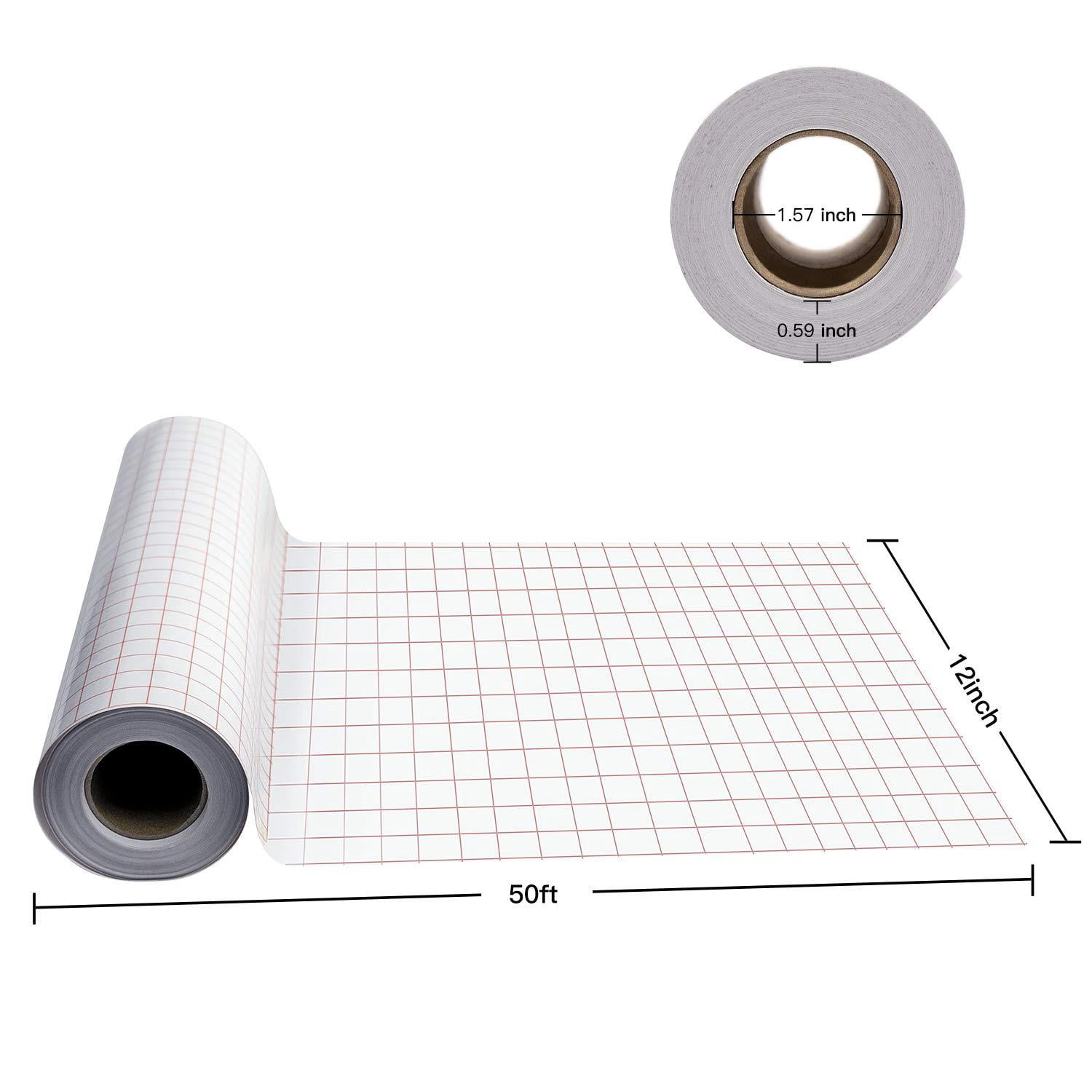 GIRAFVINYL Clear Transfer Tape For Permanent Vinyl, 12" X 15ft Roll, Red Line Application Tape