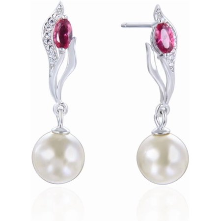 Dangle Best Earrings Wedding, Silver Earrings Dangle S925 Pure Sterling Silver Pearl and Marquise Shape Cubic Zirconia for Women Jewelry Gifts[t053]