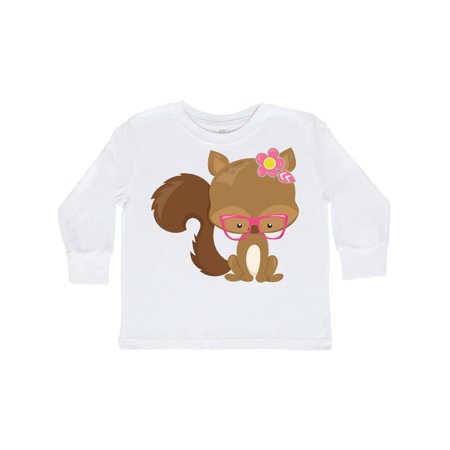 

Inktastic Hipster Squirrel Squirrel With Glasses Flowers Gift Toddler Boy or Toddler Girl Long Sleeve T-Shirt