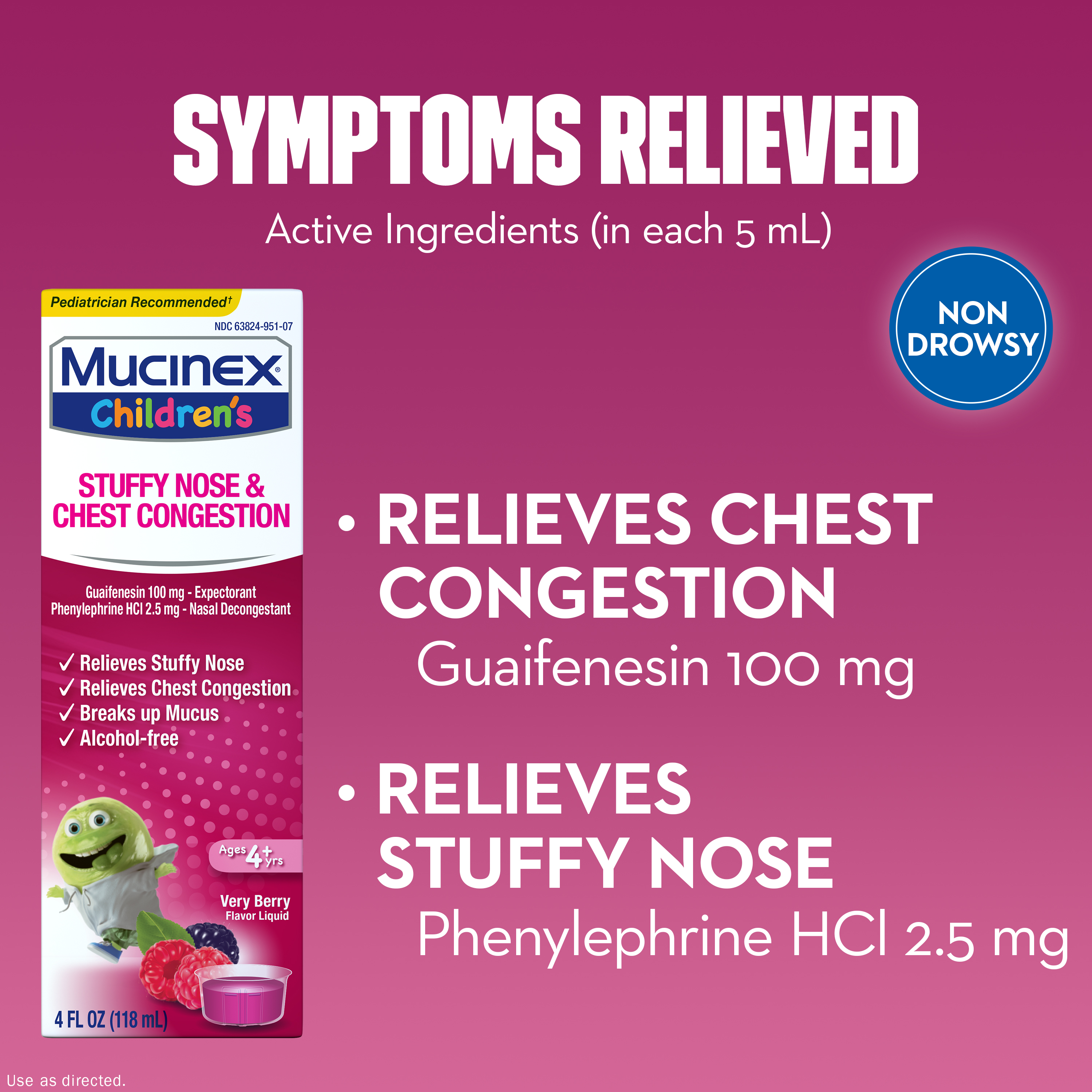 Mucinex Children's Cold Medicine, Stuffy Nose & Chest Congestion, Very Berry, 5 fl oz - image 3 of 13