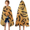thumbnail image 3 of Orange and Black Of Leopard Print Hooded Bath Towel，50"x30" for Ages 3 To 12 Kids, Quick Dry Lightweight Soft Microfiber Hood Beach Towel Cover Up for Kids, 3 of 7