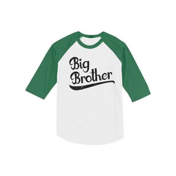 Gift for Big Brother Siblings Boys Toddler Raglan 3/4 Sleeve Baseball Tee 4T green/white