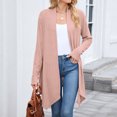 thumbnail image 3 of Womens Solid Color Open Front Knit Cardigan Coat Lightweight Simple Long Sleeve Loose Fit Cardigan, 3 of 6