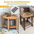 thumbnail image 6 of DEXTRUS Poly Lumber Corner Shower Bench, 18" Bath Stool with Storage Shelf, Teak, 6 of 8