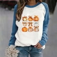 thumbnail image 2 of ChaoHeng Womens Hoodies Thanksgiving Lightweight Print Round Neck Loose Long Sleeve T-shirt Tops Blouse Save Up Under 50%(Blue,S), 2 of 4