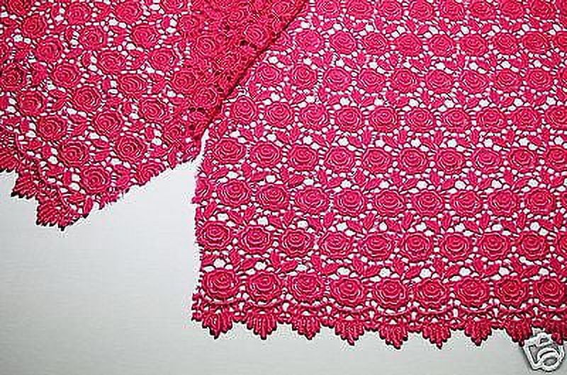 Lily 42"  Rose Venice Lace Fabric All Over Both side Scalloped Edge 9 colors