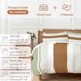 thumbnail image 6 of 3 Piece Sage Green Farmhouse Duvet Cover Set California King, Microfiber Comforter/Quilt Cover with Corner Ties and 2 Pillowcases, Green Brown Striped All Season Soft Bedding with Zipper Closure, 6 of 8