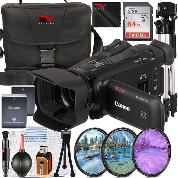 Canon Vixia HF G70 UHD 4K Camcorder with 64GB Memory Card   Case   Filter Kit   SV Premium Accessory Bundle (International Version)