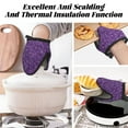 thumbnail image 3 of Purple Glitter Oven Mitts Heat Resistant - Soft Lining Silicone Mini Oven Mitts with HangingLoop, Kitchen Oven Gloves Heat Resistant 500℉ for Cooking Baking Microwave, 3 of 7