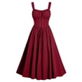 thumbnail image 3 of QATAINLAV Medieval Renaissance Dress for Halloween Womens Sleeveless Corset Dress Victorian Bridesmaid Costume Red M, 3 of 8