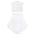 thumbnail image 4 of iiniim Kids Girls Lyrical Dress Rhinestone Crop Top with Asymmetric Skirt Skating Dancewear White 8, 4 of 7