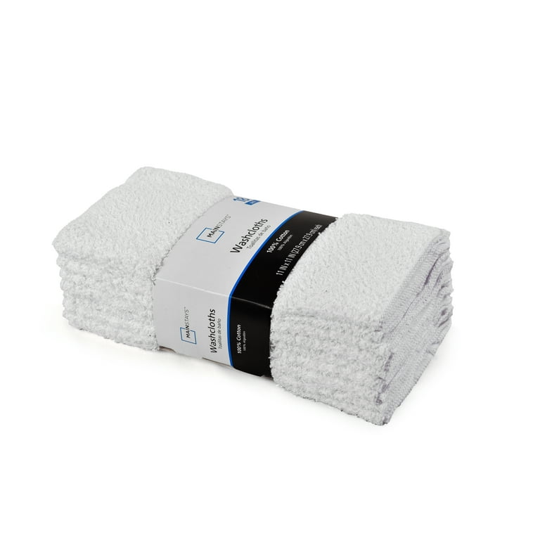 Mainstay New 18 Terry White Washcloths Cotton 11 X 11 Thin Wash Rags Wash  Cloths