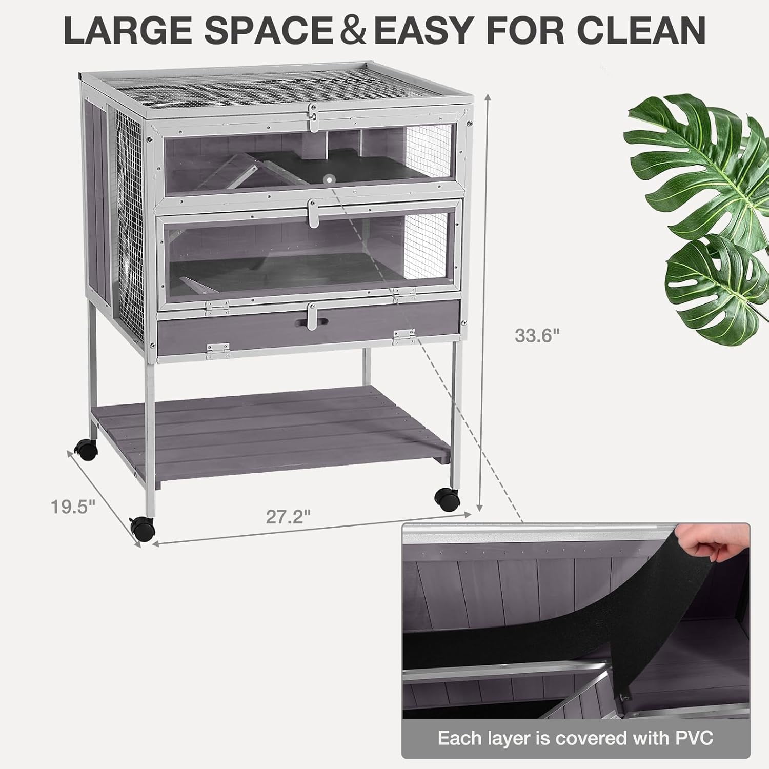 Aivituvin Guinea Pig Cage, Moveable Metal Frame Hamster Cage Anti-Chewing with Aluminium Alloy Edge, Hideouts, Ramps, Seesaws Chewing Toy, Deeper Pull-Out Leakproof Tray for Indoor Outdoor（White）