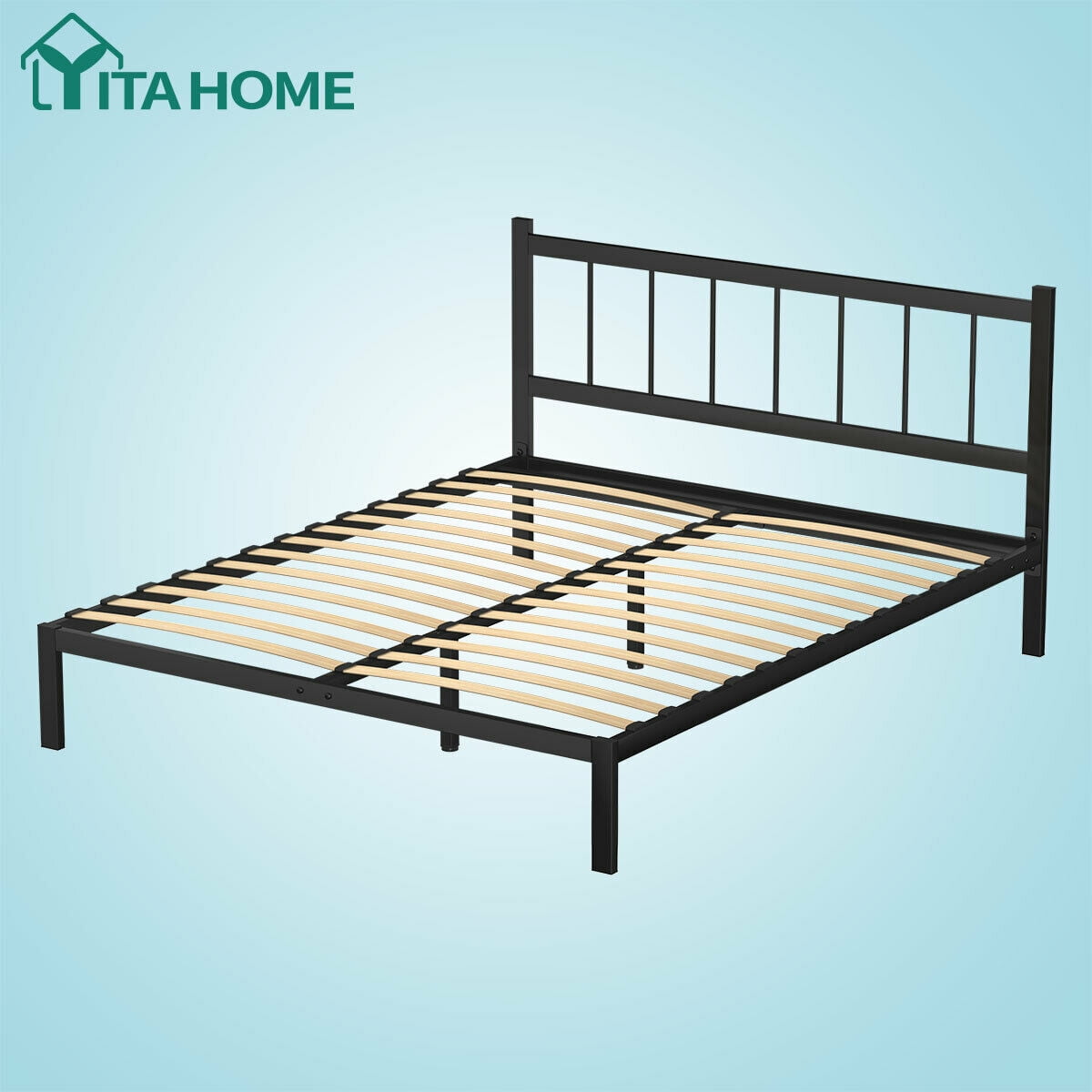 Details about   YITAHOME Queen Size Platform Bed Frame Mattress Foundation with Headboard Wood 