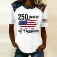 thumbnail image 2 of WAYUTE Women'S T-Shirts Us National Flag Pattern 250 Years Of Freedom Letter Print Short Sleeve Crew Neck For 4Th Of July Theme Park Visit Soft Tees,White,Xxxxl, 2 of 4