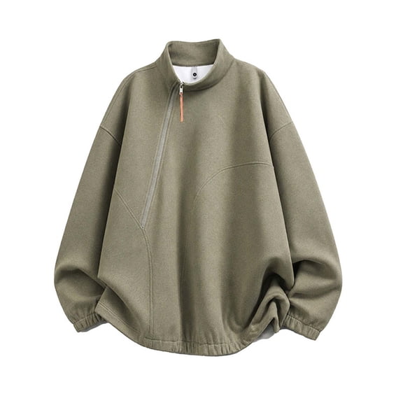 XIAOCHA Mens Diagonal Zipper Pullover Sweatshirt Relaxed Fit Weekend Sweatshirts