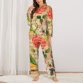 thumbnail image 2 of Fotbe Vintage Bird Conjunto de Pijama de Manga Larga para Mujer con Estampado, Ropa de Dormir de 2 Piezas, Conjunto de Casa Suave y Cómodo con Bolsillos-Large, 2 of 7