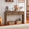 thumbnail image 4 of Joaxswe 47" Solid Wood Console Table, Farmhouse Entryway Table with 3 Drawers, Sofa Console Behind the Couch for Living Room, Hallway, Brown, 4 of 8