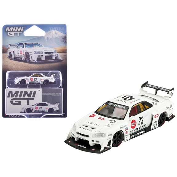Nissan LB-ER34 Super Silhouette RHD #23 "ATHLETE - COLLET" White with Graphics Ltd Ed 1/64 Diecast Model Car by Mini GT