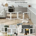 thumbnail image 3 of PAWLAND Free Standing Dog Gates For The House Stairs Doorways Indoor Foldable Wooden Small White Puppy Pet Gate Step Over Fence 60 W 24 H 3 Panels, 3 of 10