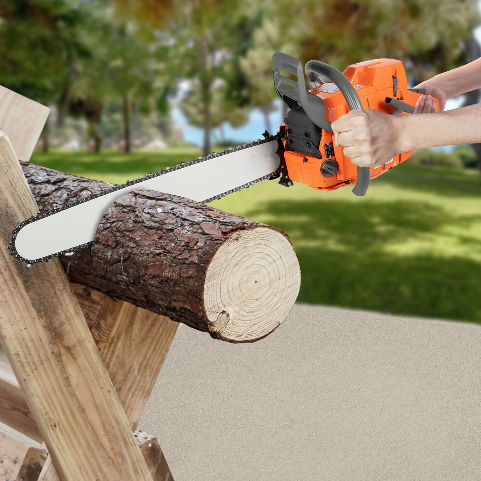 2-Cycle 72cc Gasoline Power Chain Sawsgas Chainsaw with 24 Inch Guide Bar 3.9kw for Forest Harvesting Cutting Wood Pruning Branches
