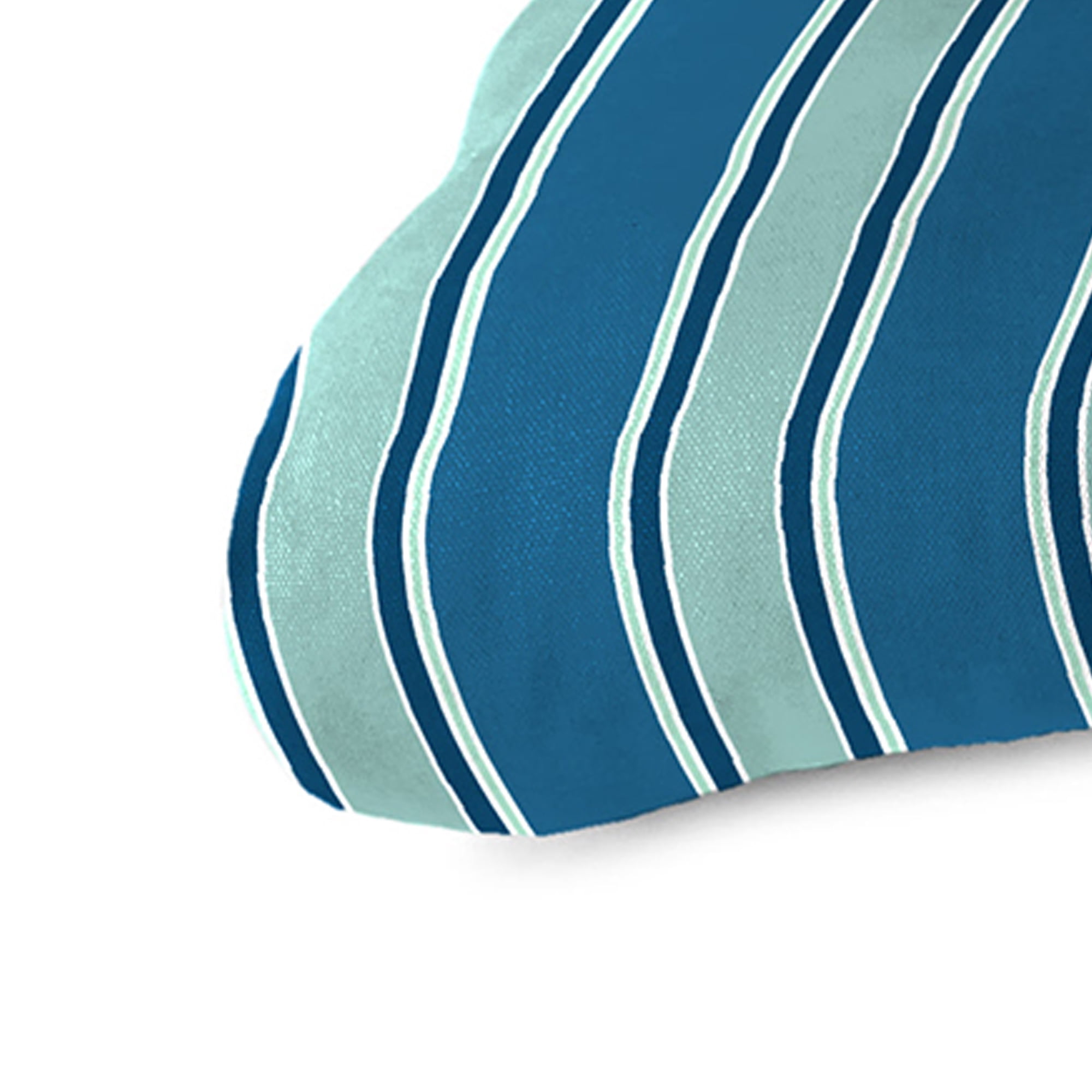 Jordan Manufacturing 3-Piece Sanders Puff Blue and Gray Green Stripe Tufted Outdoor Cushion Set with 1 Wicker Bench Cushion and 2 Wicker Seat Cushions