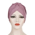thumbnail image 3 of Herrnalise Women Solid India Hat Muslim Ruffle Chemo Beanie Wrap Scarf Cap, 3 of 5