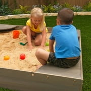 KidKraft Wooden Backyard Sandbox with Corner Seating and Mesh Cover