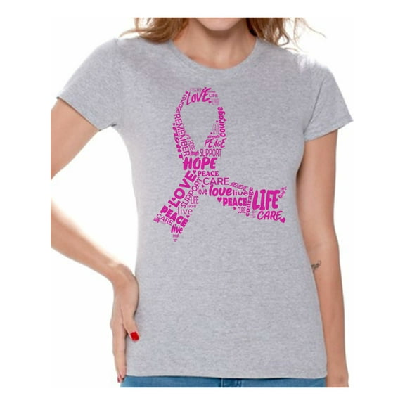 Awkward Styles Cancer Awareness Shirts for Womens Support Clothing Collection Ribbon Breast Cancer Awareness Pink Ladies Shirts Pink Ribbon T-shirts