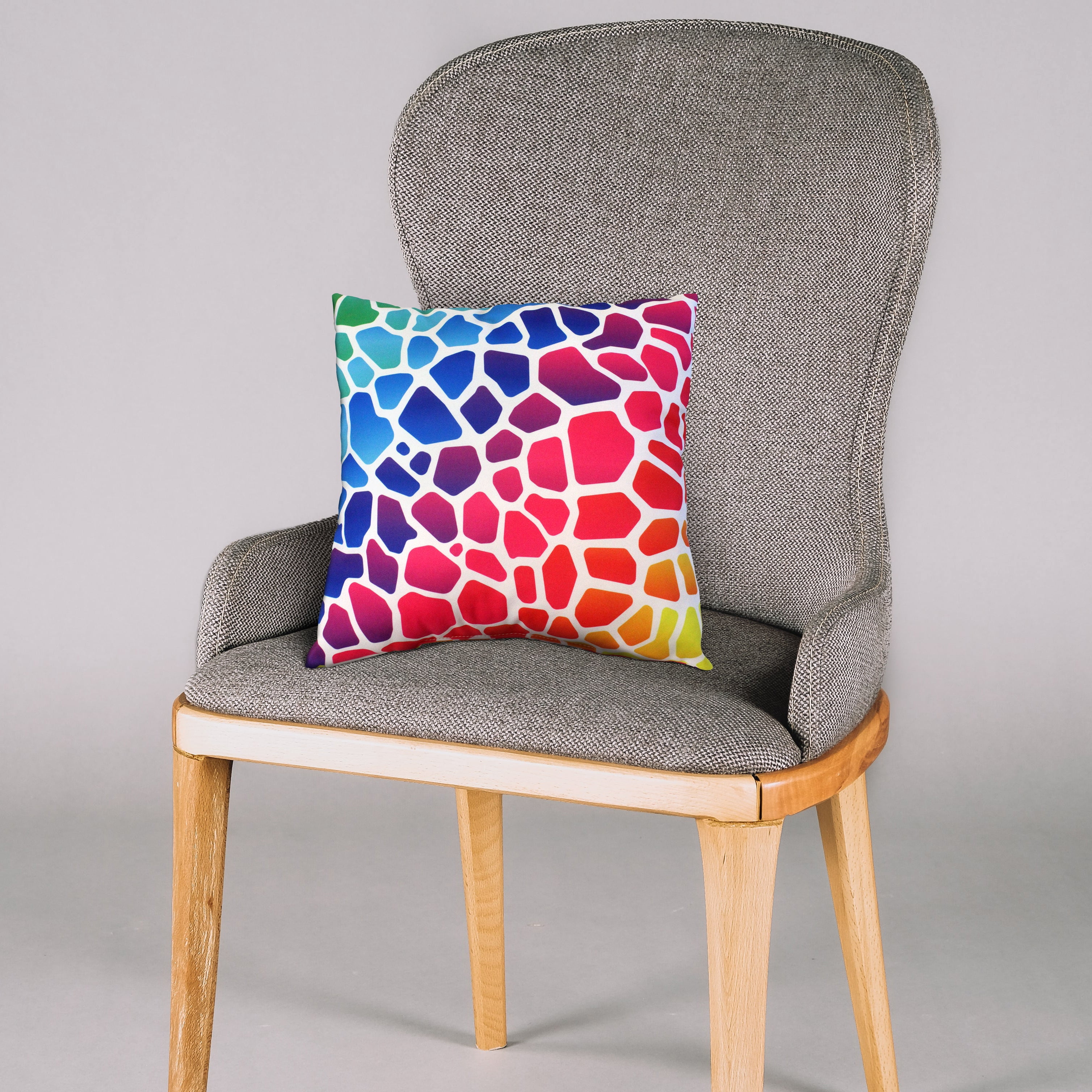 Everything Comfy Giraffe Print Decorative Throw Pillow, 16x16 Inch, Rainbow Gradient,