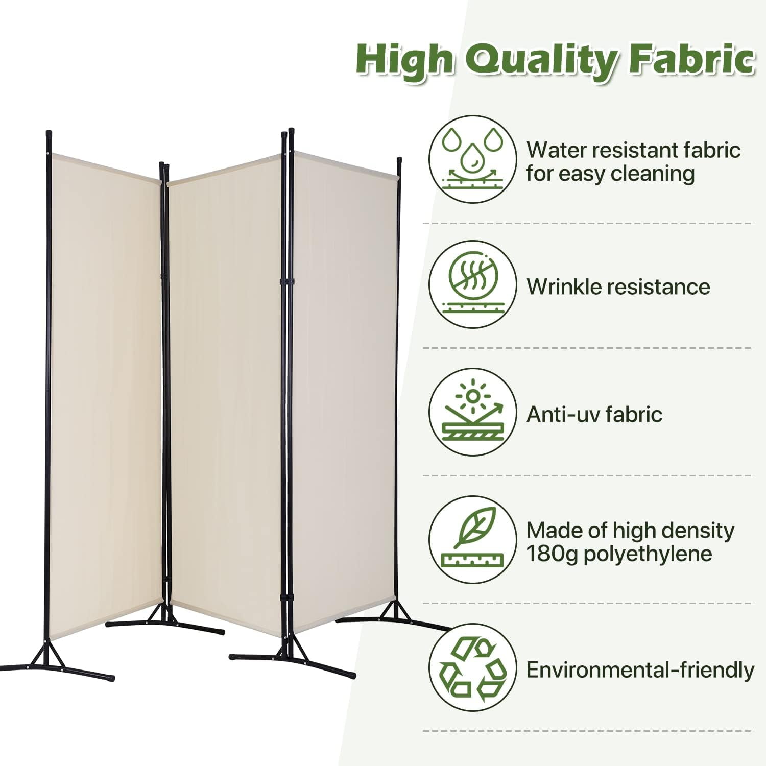 Dkelincs 3 Panel Room Divider Folding Privacy Screen Portable Freestanding Partition Room for Home & Office, Beige