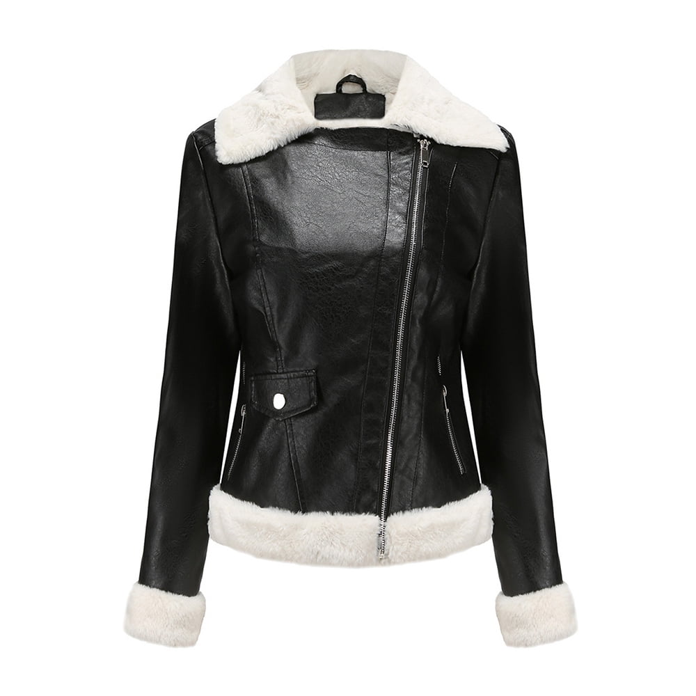 Leather Jackets for Women Zpanxa Women Faux Leather Moto Biker Short Coat Jacket, Plus Size Short Lightweight Motorcycle Biker Jacket, Fitted Slim Jackets Coat Black B XL