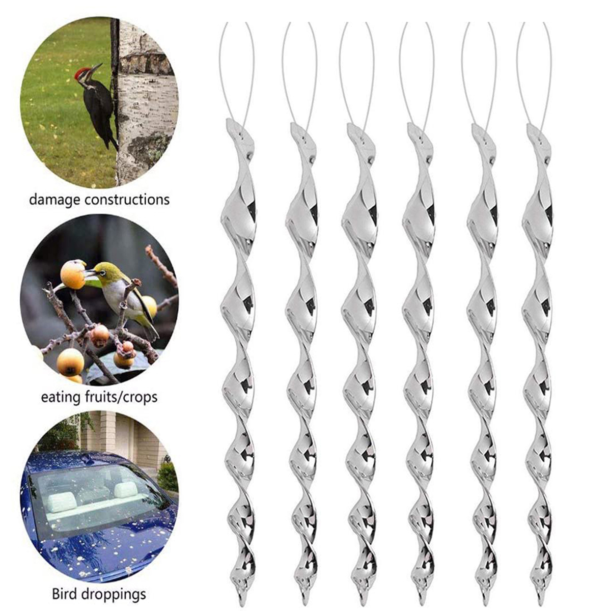 Dream Lifestyle 6/8Pcs Bird Repellent Reflective Scare Rods,Ornamental