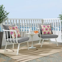Modway Riverside Outdoor Patio Aluminum Armchair Set of 2 in White Gray
