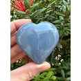 thumbnail image 3 of Angelite Gemstone Hearts, Polished Angelite Puffy Hearts, Angelite Palm Stone, Angelite Heart (2 Hearts）, 3 of 9