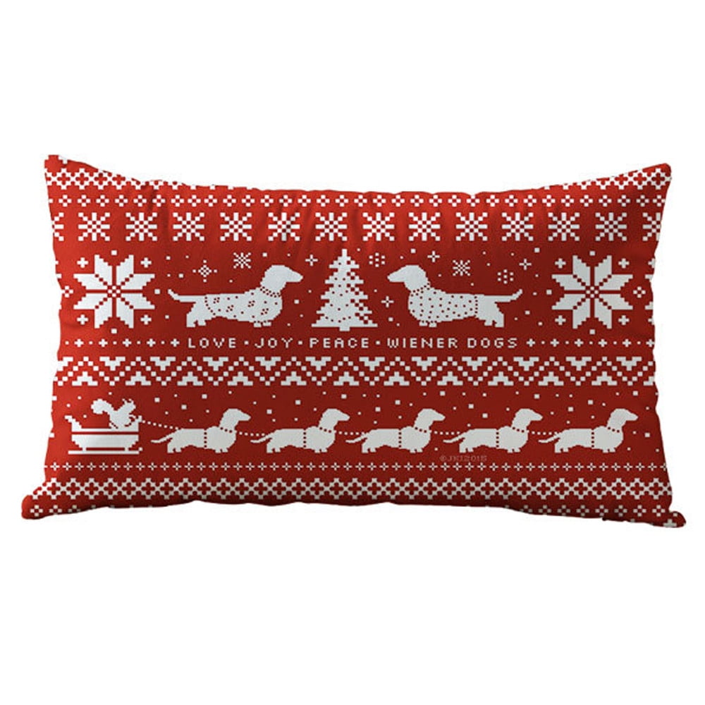 Outdoor Pillows Covers with Inserts 1PCS, Christmas Snowman Xmas Tree Gift  Winter Snow Red Waterproof Pillow with Adjustable Strap Decorative Throw