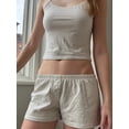 thumbnail image 2 of Argulvti Women 2 Piece Pajama Set Polyester Striped Print Crop Camisole and Elastic Shorts for Loungewear Soft Sleepwear for Nightwear, 2 of 7