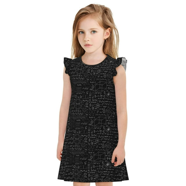 Fotbe Chemistry Formulas 3 Vestido de Dormir para Niñas de 3 a 10 Años, Mangas Cortas, Estilo Princesa, Pijama Camisón con Mangas Voladas-Small