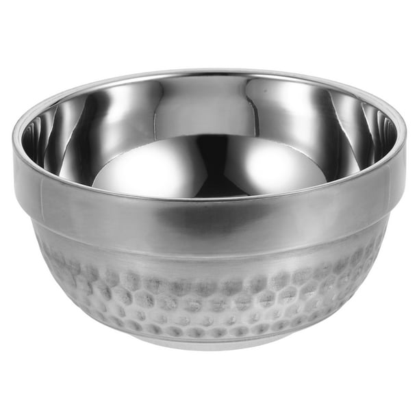 BRIGHTFUFU 1 UNID Ensalada de acero inoxidable Bowl Double Aislamiento Bowl Tazón de sopa (Plata)
