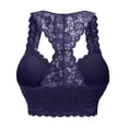 thumbnail image 3 of ZNQHFRE Women’s V-Neck I-Back Wireless Lace Bralette Soft Comfort Sexy Everyday Lingerie Dark Purple 2XL, 3 of 3