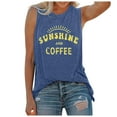 thumbnail image 3 of Womens T Shirts Sunshine and Coffee Print Tank Top Crew Neck Sleeveless Tee Tops Blue Aesthetic Gym Clothing S, 3 of 5