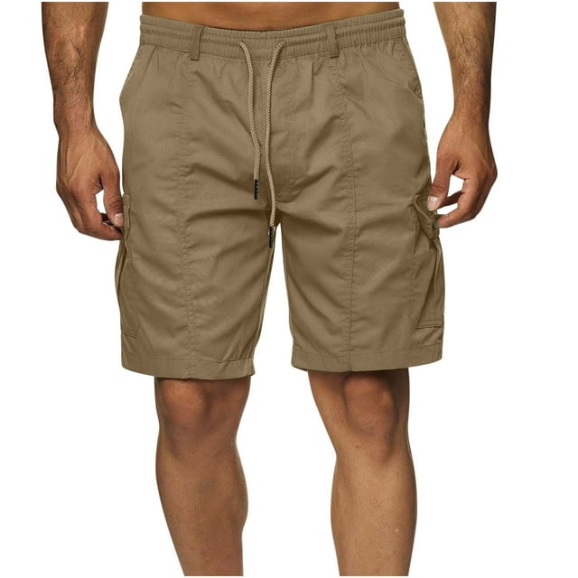Men's Athletic Shorts, Workout Gym Shorts with Elastic Drawstring Waist, Stretch Casual Shorts for Running and Lounge, Solid Color Men's Shorts with Pockets