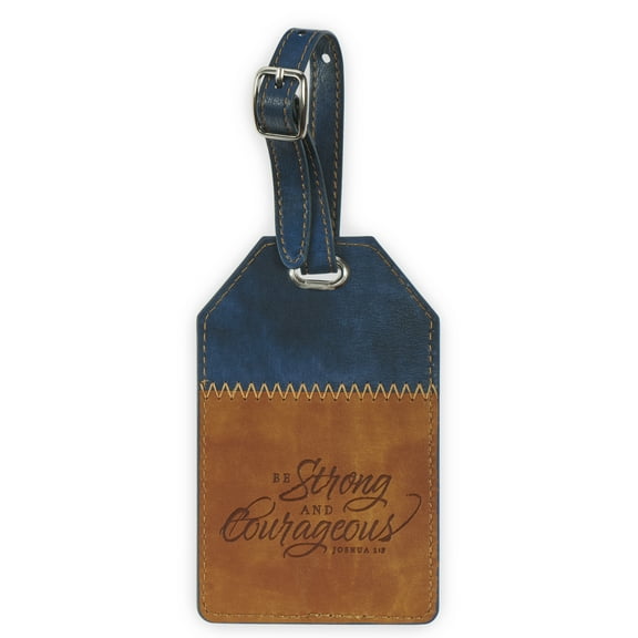 Christian Art Gifts Unisex Inspirational Vegan Leather Scripture Luggage Tag Beige